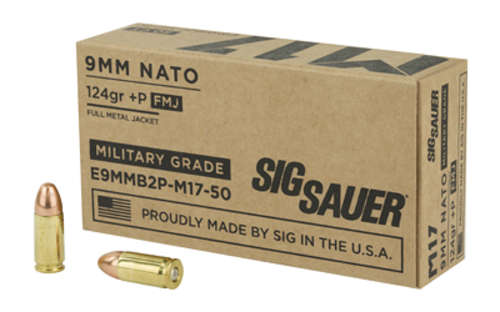 Ammunition Sig Sauer Elite Ball 9mm SIG AMMO 9MM M17 124GR +P FMJ 50/100 • Model: Elite Ball